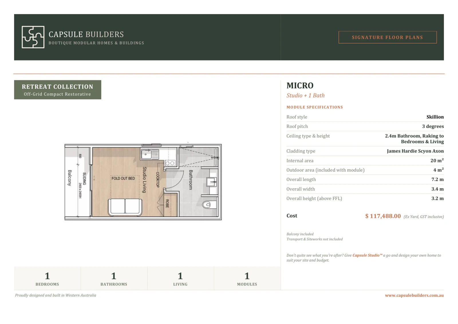 Micro floor plan flyer — Retreat Collection