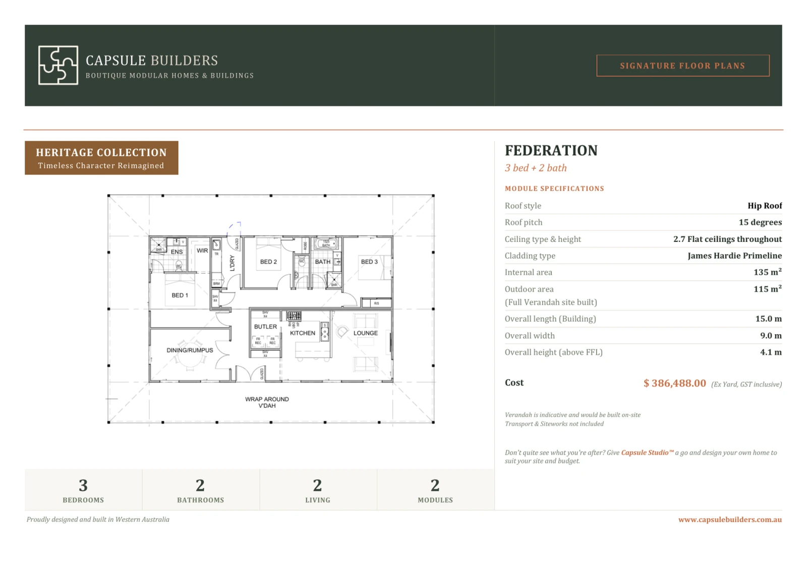 Federation floor plan flyer — Heritage Collection