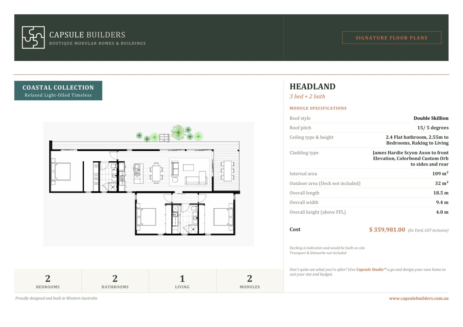 Headland floor plan flyer — Coastal Collection