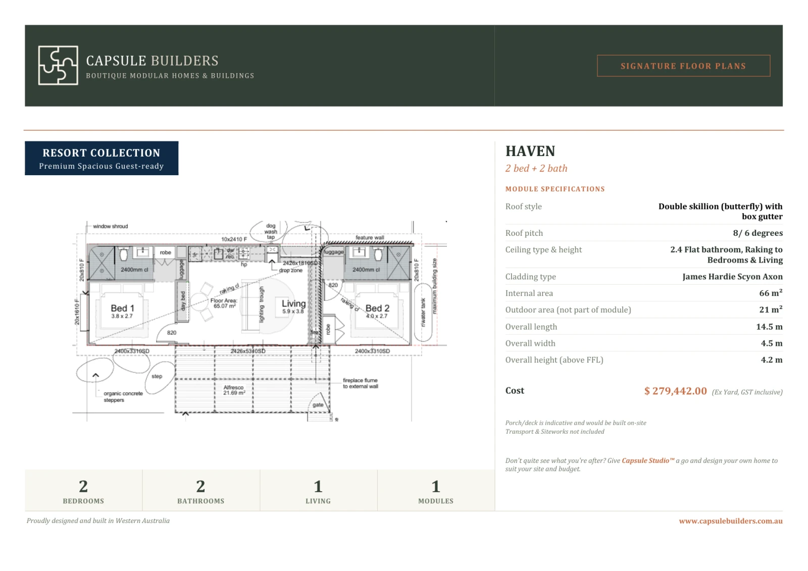 Haven floor plan flyer — Resort Collection
