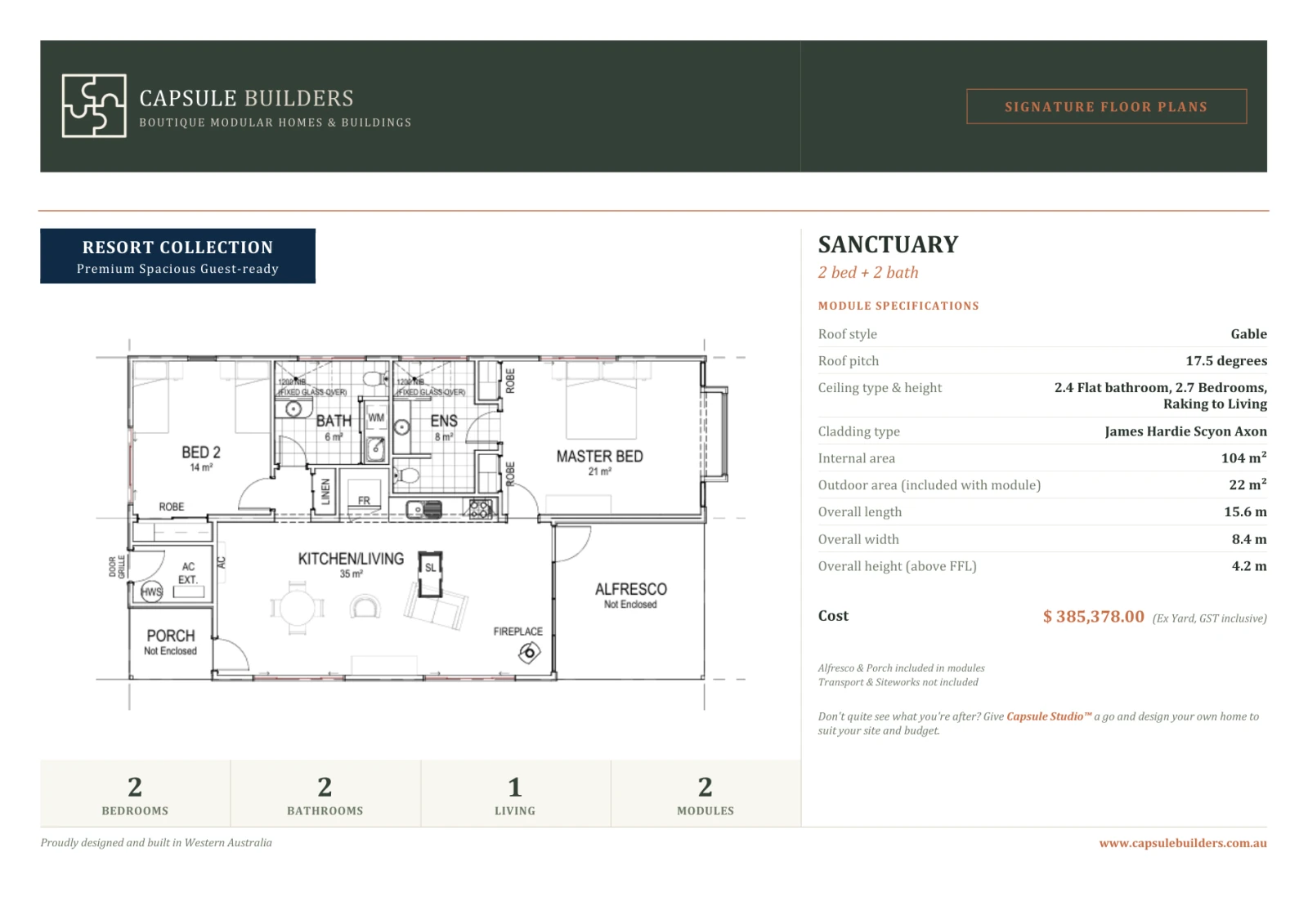 Sanctuary floor plan flyer — Resort Collection