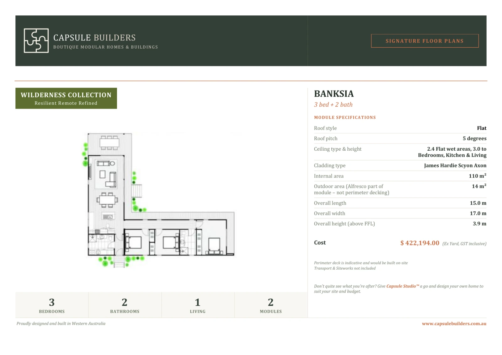 Banksia floor plan flyer — Wilderness Collection