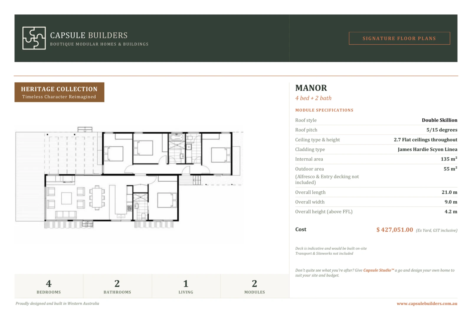 Manor floor plan flyer — Heritage Collection