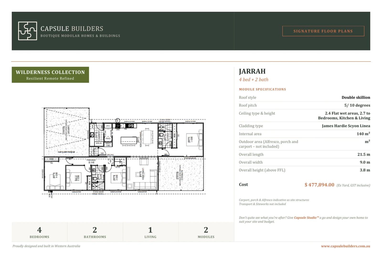 Jarrah floor plan flyer — Wilderness Collection