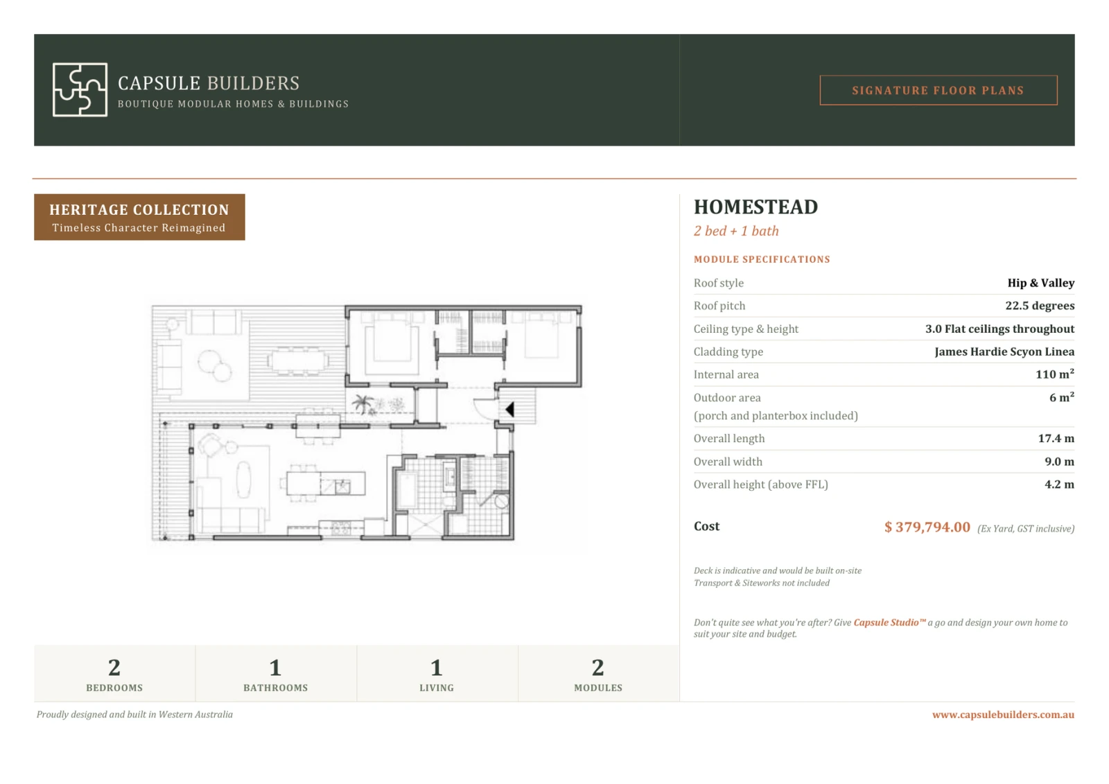 Homestead floor plan flyer — Heritage Collection