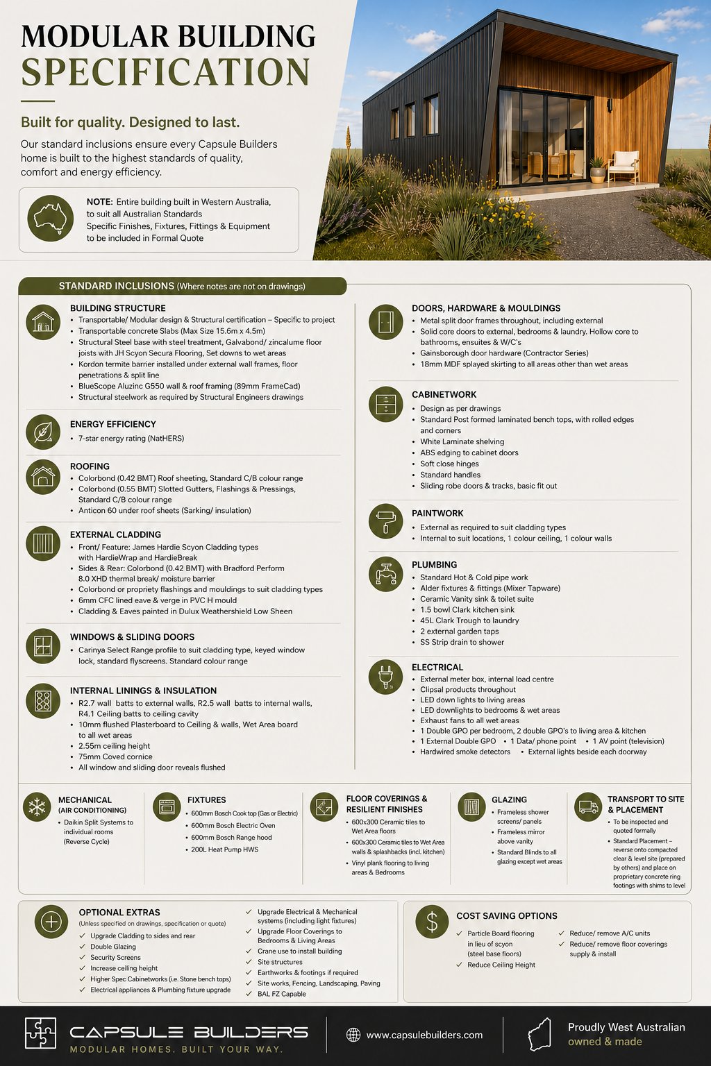 Capsule Builders Modular Building General Specification sheet